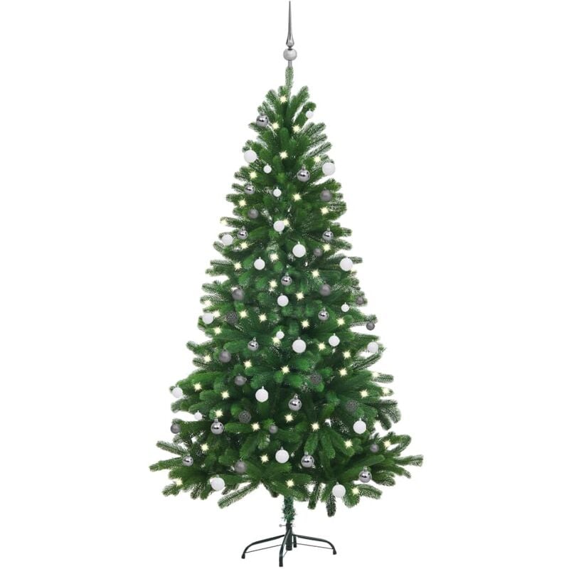 

Árbol de Navidad artificial con LED y bolas verde 180 cm