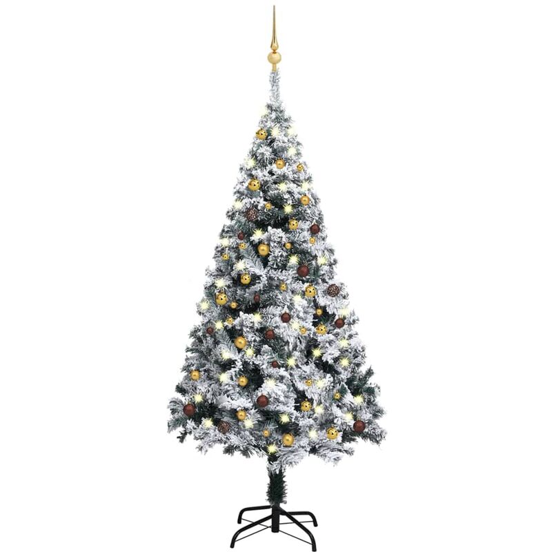 

Árbol de Navidad artificial con LED y bolas verde 180 cm