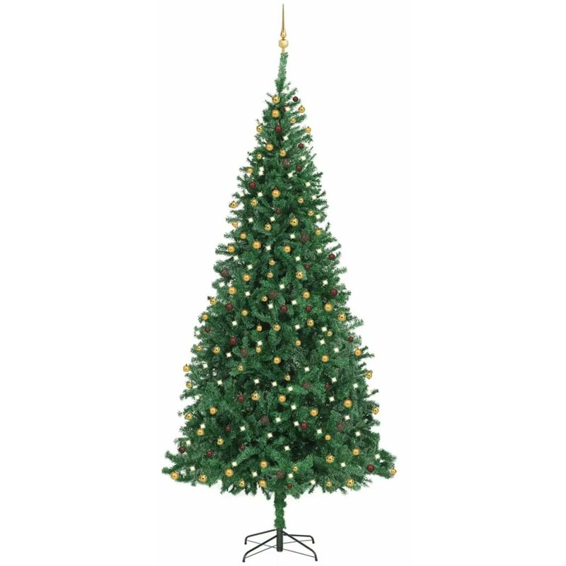 

arbol de Navidad artificial con LED y bolas verde 300 cm