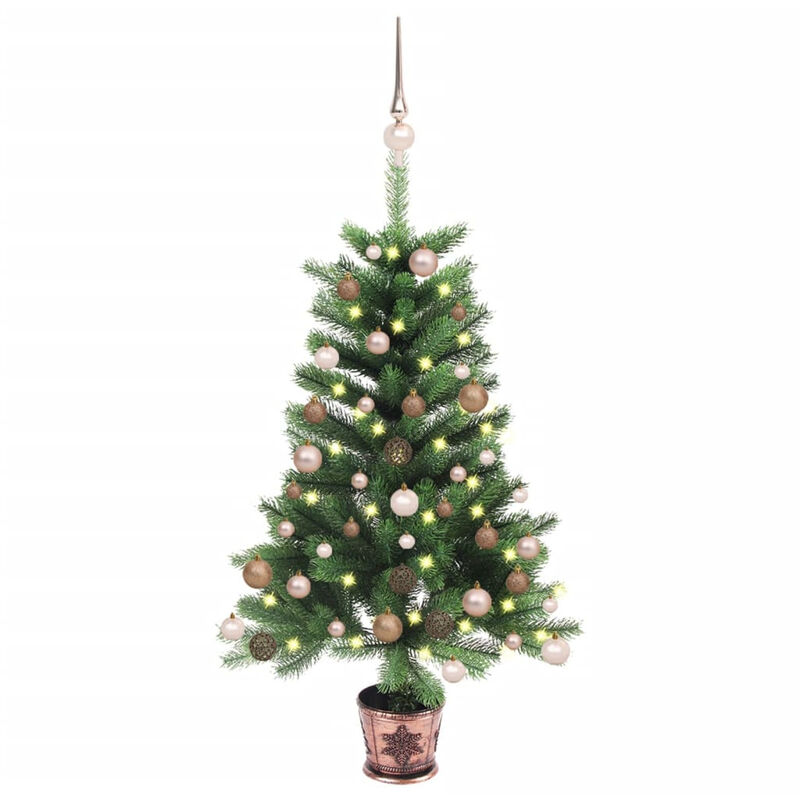 

arbol de Navidad artificial con LED y bolas verde 65 cm