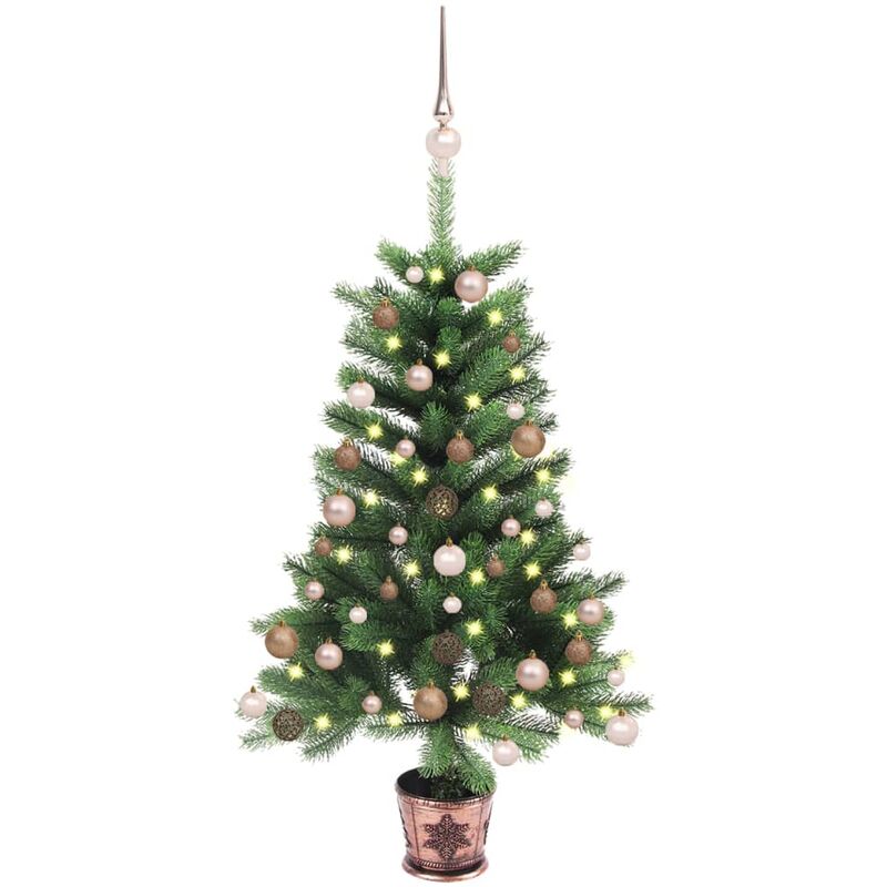 

Árbol de Navidad artificial con LED y bolas verde 65 cm
