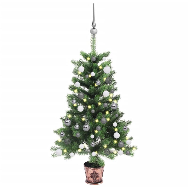 

Árbol de Navidad artificial con LED y bolas verde 90 cm