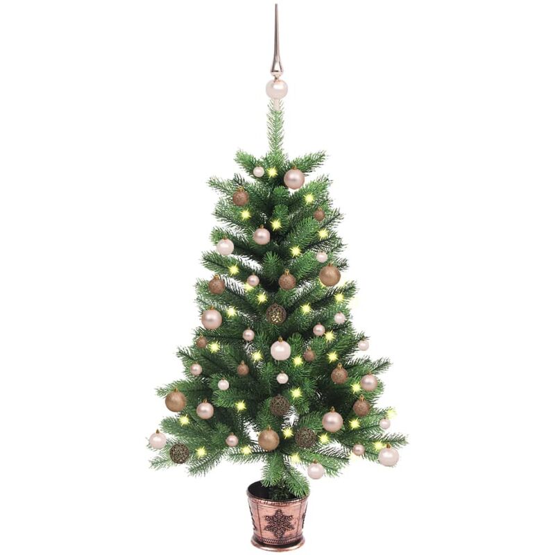 

Árbol de Navidad artificial con LED y bolas verde 90 cm