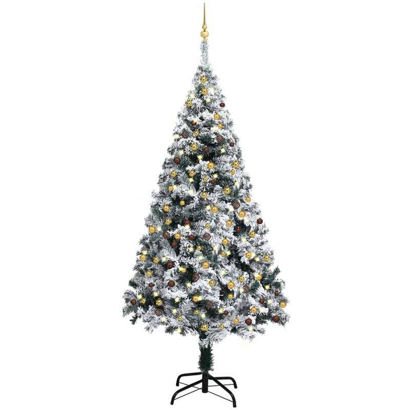 

arbol de Navidad artificial con LED y bolas verde PVC 240 cm
