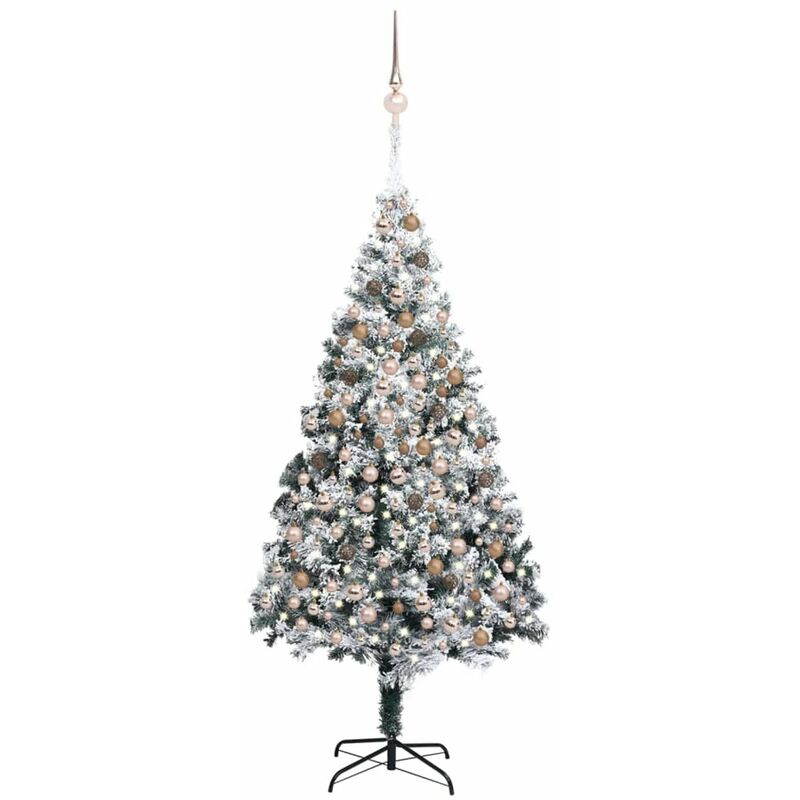

arbol de Navidad artificial con LED y bolas verde PVC 240 cm