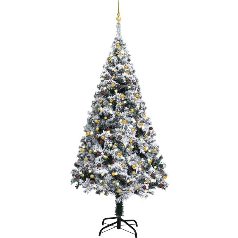 

Árbol de Navidad artificial con LED y bolas verde PVC 240 cm