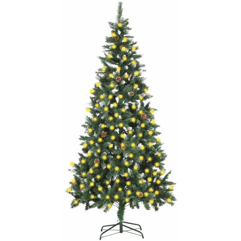 

Happyshopping - arbol de Navidad artificial con LED y pinas 210 cm