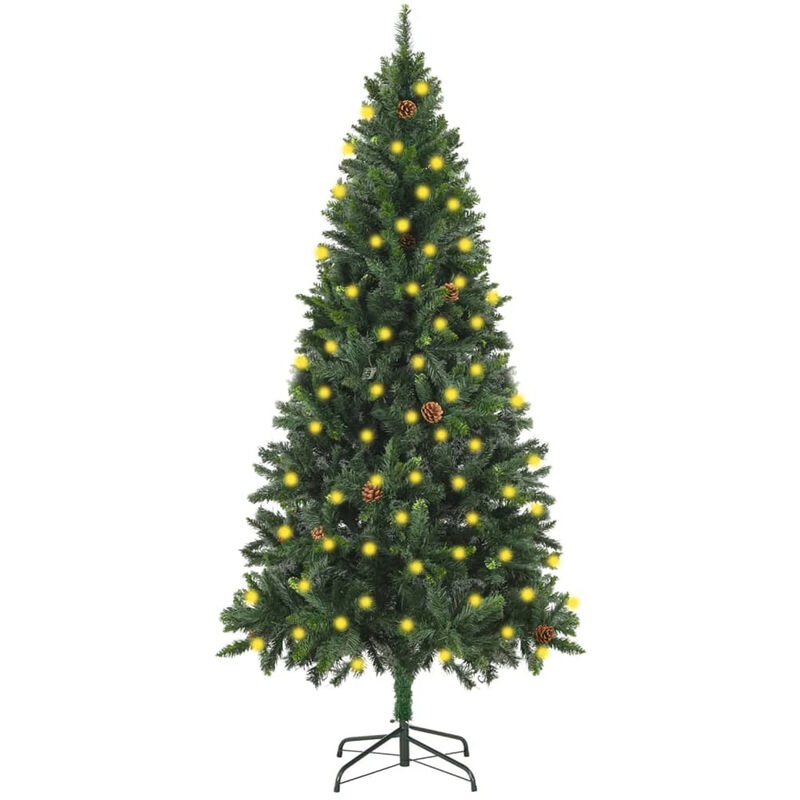 

Happyshopping - arbol de Navidad artificial con LED y pinas verde 180 cm