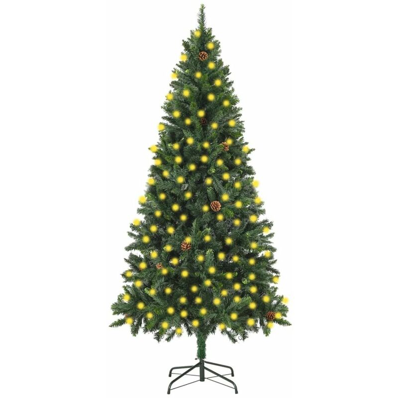 

Happyshopping - arbol de Navidad artificial con LED y pinas verde 210 cm