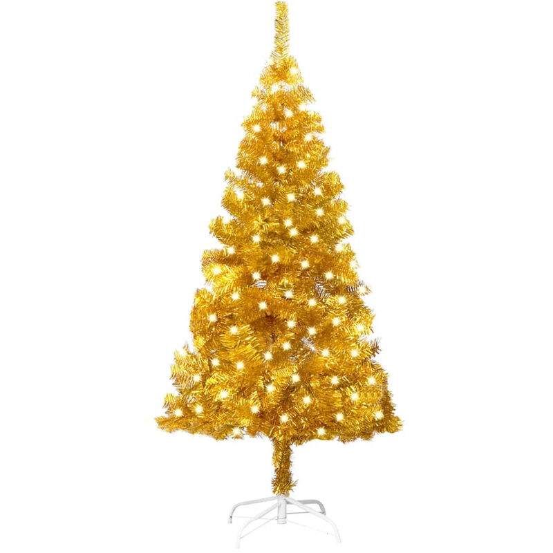 

Happyshopping - arbol de Navidad artificial con LED y soporte dorado PET 120 cm