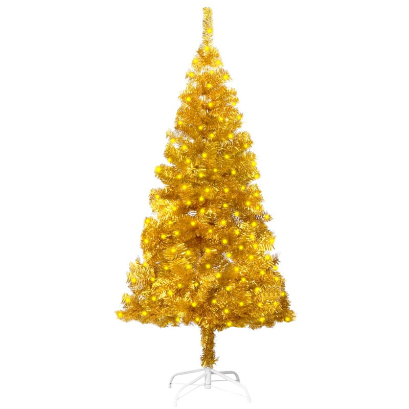 

Happyshopping - arbol de Navidad artificial con LED y soporte dorado PET 150 cm