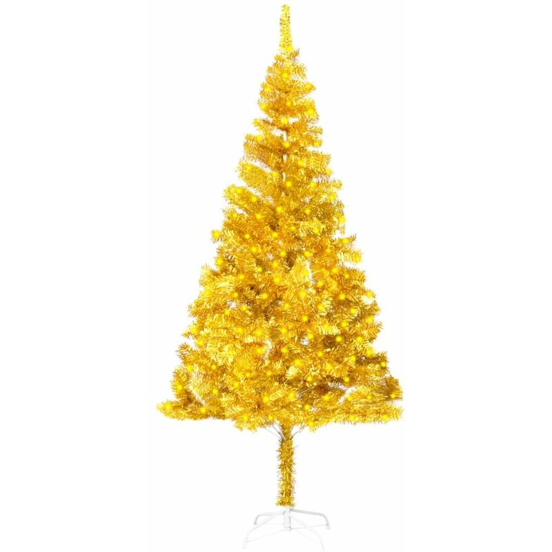 

Happyshopping - arbol de Navidad artificial con LED y soporte dorado PET 180 cm