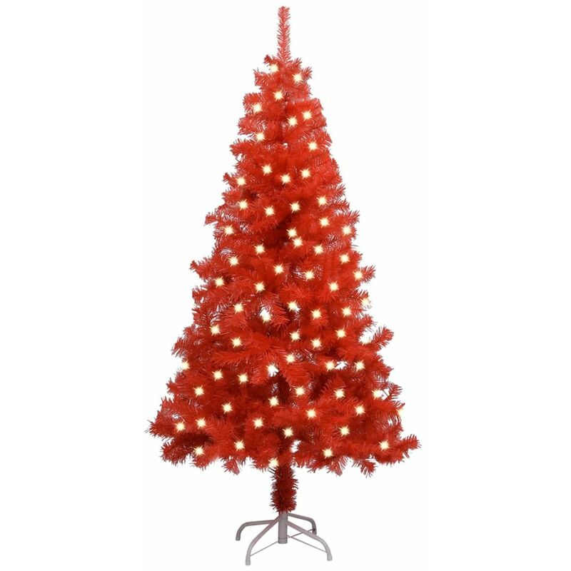 

Happyshopping - arbol de Navidad artificial con LED y soporte rojo PVC 120 cm