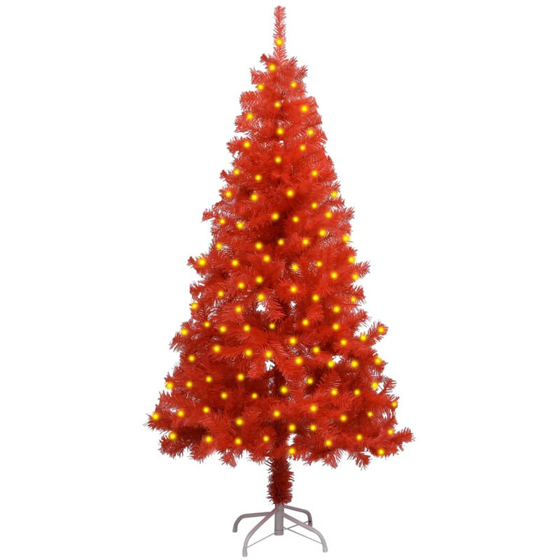

Happyshopping - arbol de Navidad artificial con LED y soporte rojo PVC 150 cm