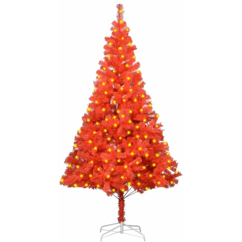 

arbol de Navidad artificial con LED y soporte rojo PVC 180 cm