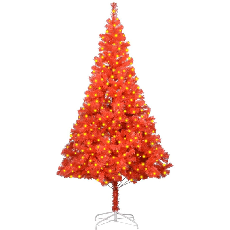 

arbol de Navidad artificial con LED y soporte rojo PVC 210 cm