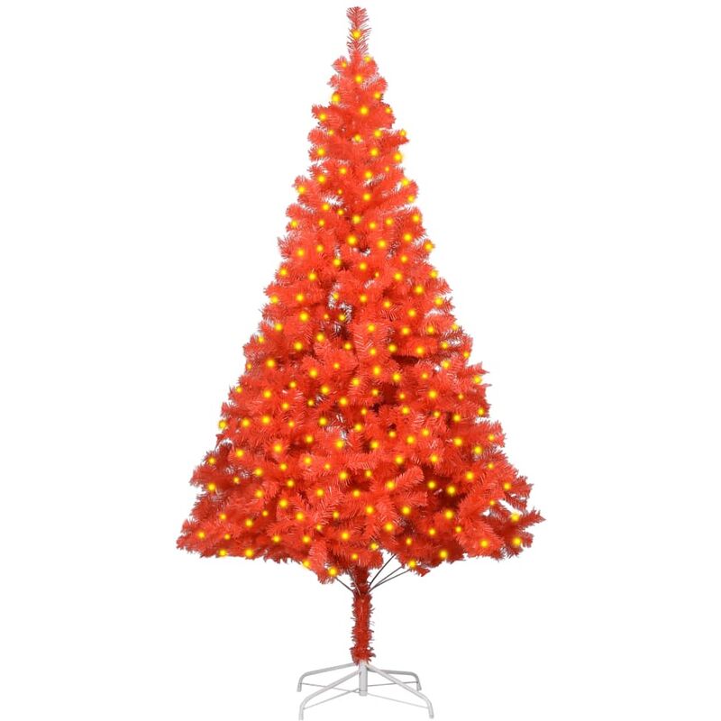 

Árbol de Navidad artificial con LED y soporte rojo PVC 210 cm