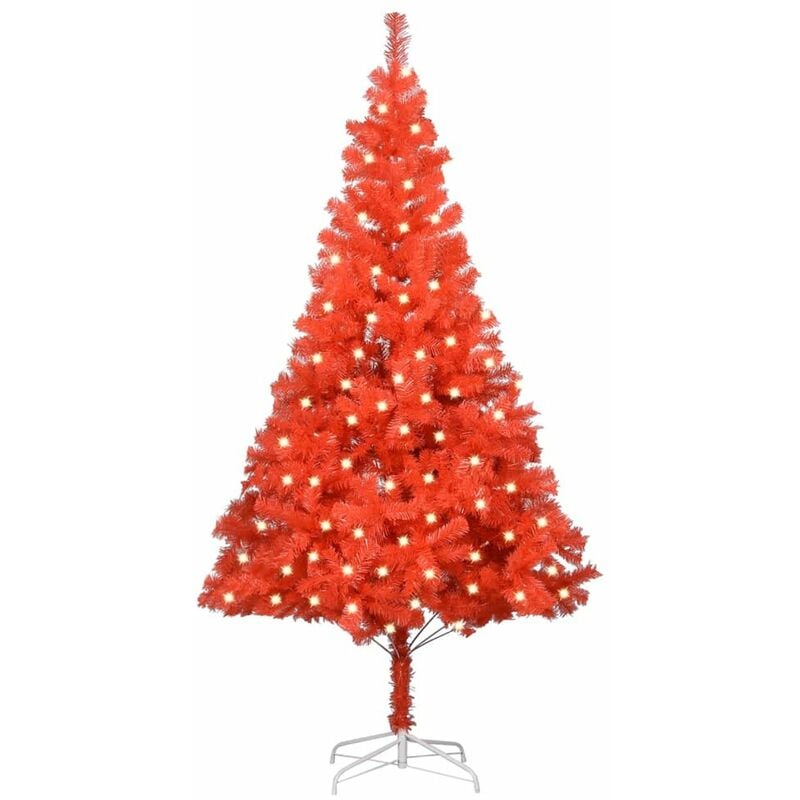 

arbol de Navidad artificial con LED y soporte rojo PVC 240 cm