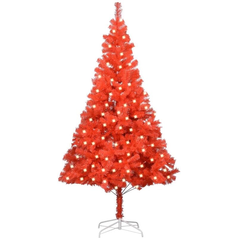 

Árbol de Navidad artificial con LED y soporte rojo PVC 240 cm