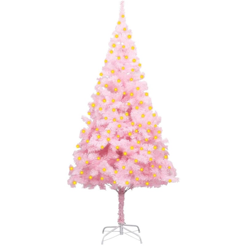 

Happyshopping - arbol de Navidad artificial con LED y soporte rosa PVC 180 cm