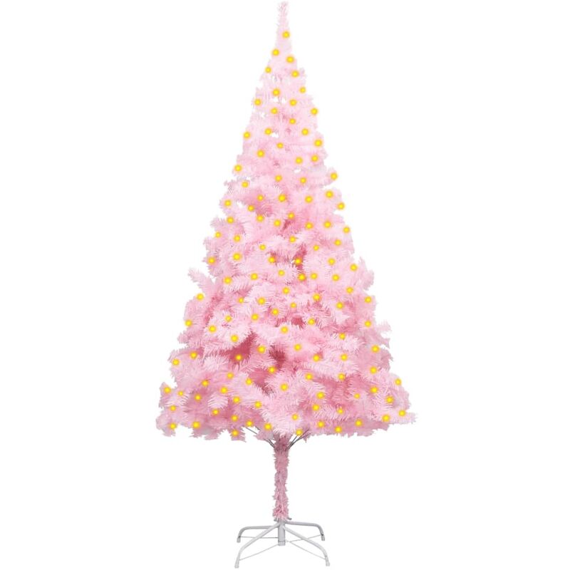 

Árbol de Navidad artificial con LED y soporte rosa PVC 210 cm