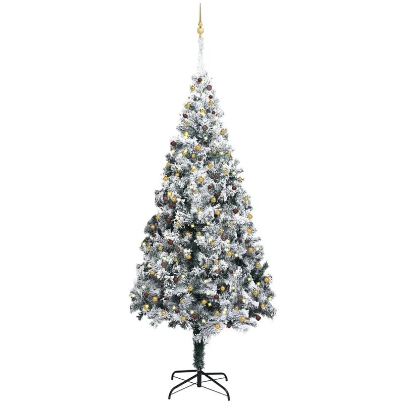 

Árbol de Navidad artificial con LEDs, bolas y nieve verde 400 cm