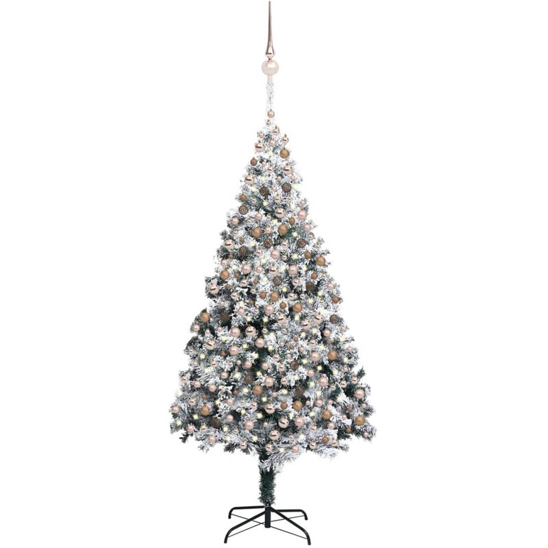 

Árbol de Navidad artificial con LEDs, bolas y nieve verde 400 cm