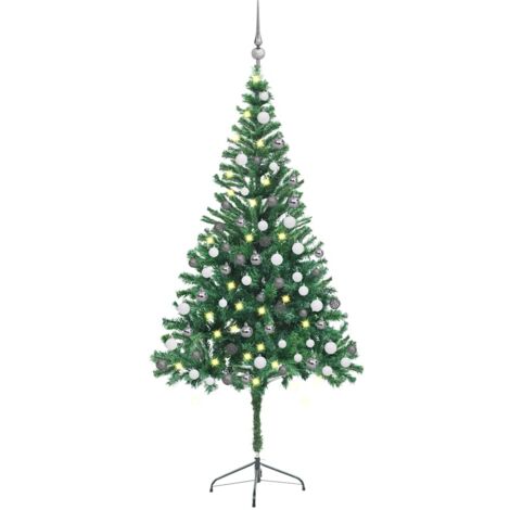 Árbol de Navidad artificial con luces y bolas 564 ramas 180 cm vidaXL