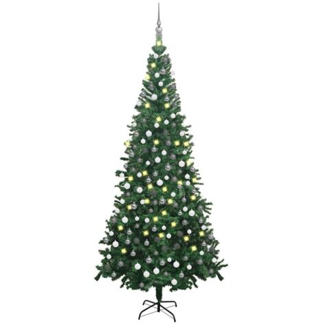 Árbol de Navidad artificial con luces y bolas verde 240 cm vidaXL