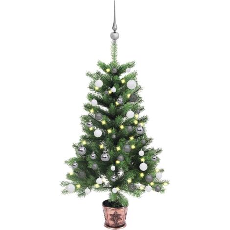Árbol de Navidad artificial con luces y bolas verde 90 cm vidaXL