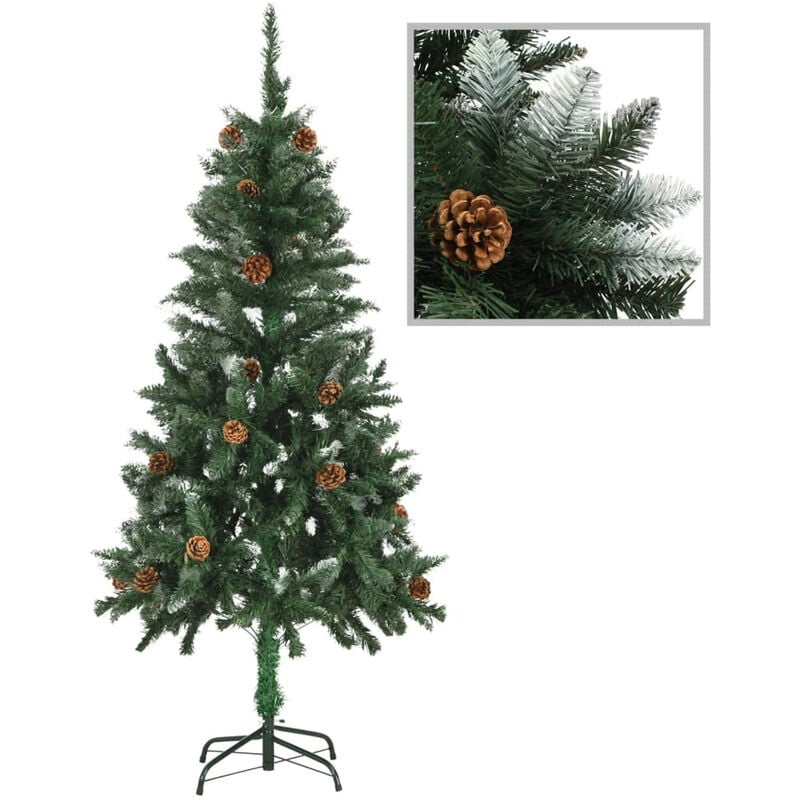 

arbol de Navidad artificial con pinas y brillo blanco 150 cm