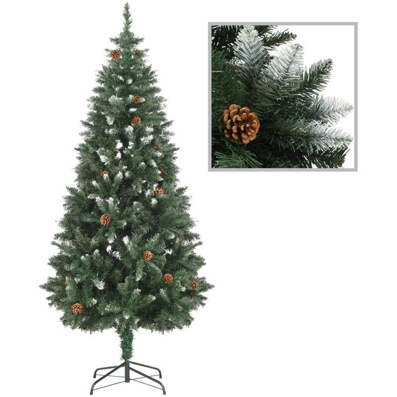 

arbol de Navidad artificial con pinas y brillo blanco 180 cm
