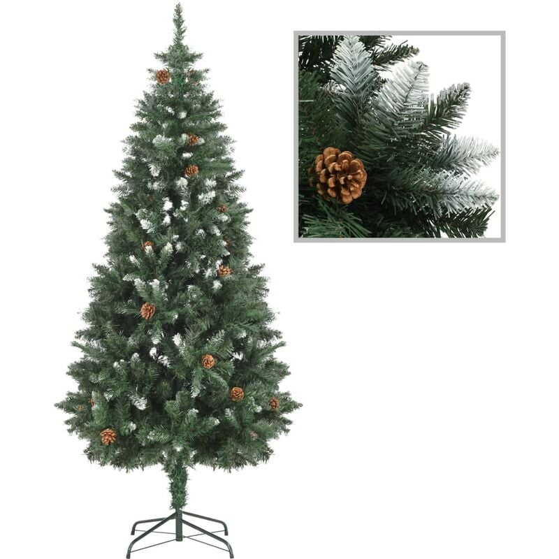 

Árbol de Navidad artificial con piñas y brillo blanco 180 cm