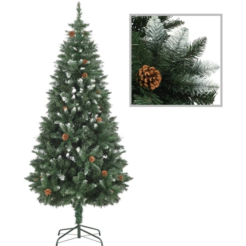 

Árbol de Navidad artificial con piñas y brillo blanco 180 cm - Verde - Vidaxl