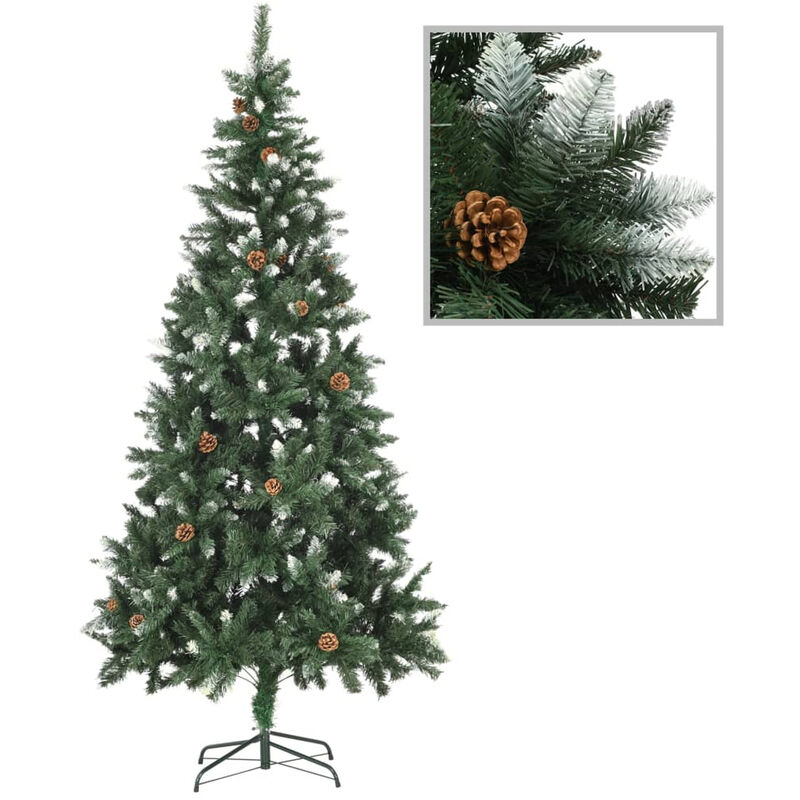 

arbol de Navidad artificial con pinas y brillo blanco 210 cm