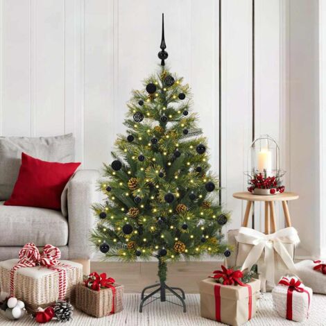 Árbol de Navidad artificial con ramas plegables y conos 150 cm