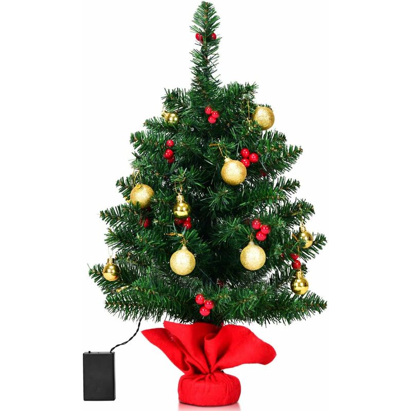 

Árbol de Navidad Artificial de 60 cm con 15 Luces LED Blancas Cálidas Decoración para Navidad Hogar Oficina Fiesta Verde