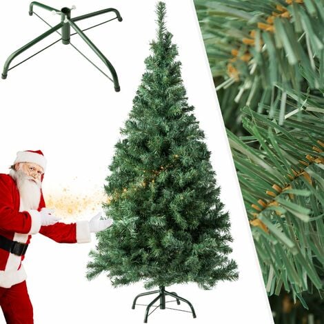 Árbol de Navidad artificial de color verde con soporte metálico - adorno navideño para casa, pino navideño para decoración de Navidad, abeto navideño con soporte y ramas flexibles - 180 cm