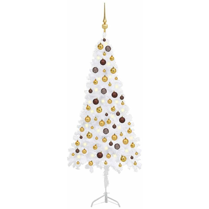 

arbol de Navidad artificial de esquina LED y bolas blanco 120cm
