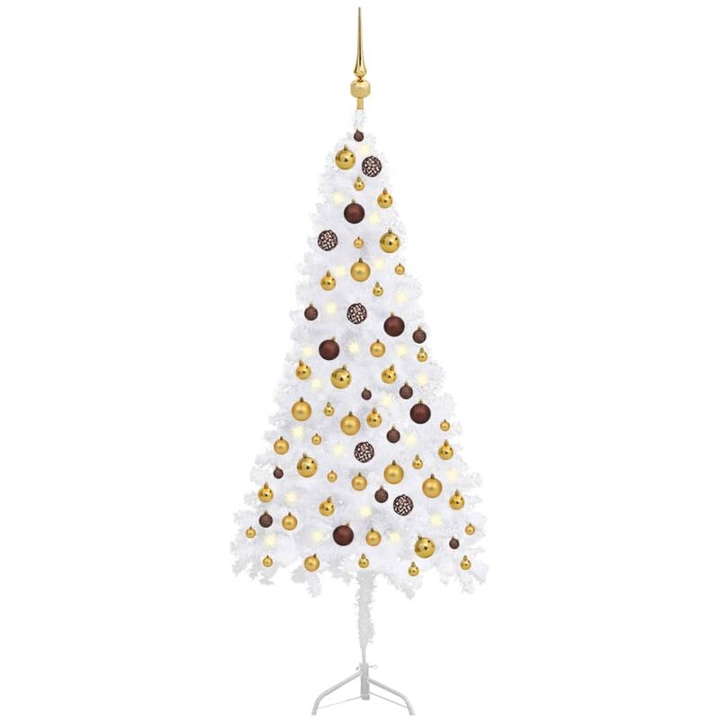 

Árbol de Navidad artificial de esquina LED y bolas blanco 120cm