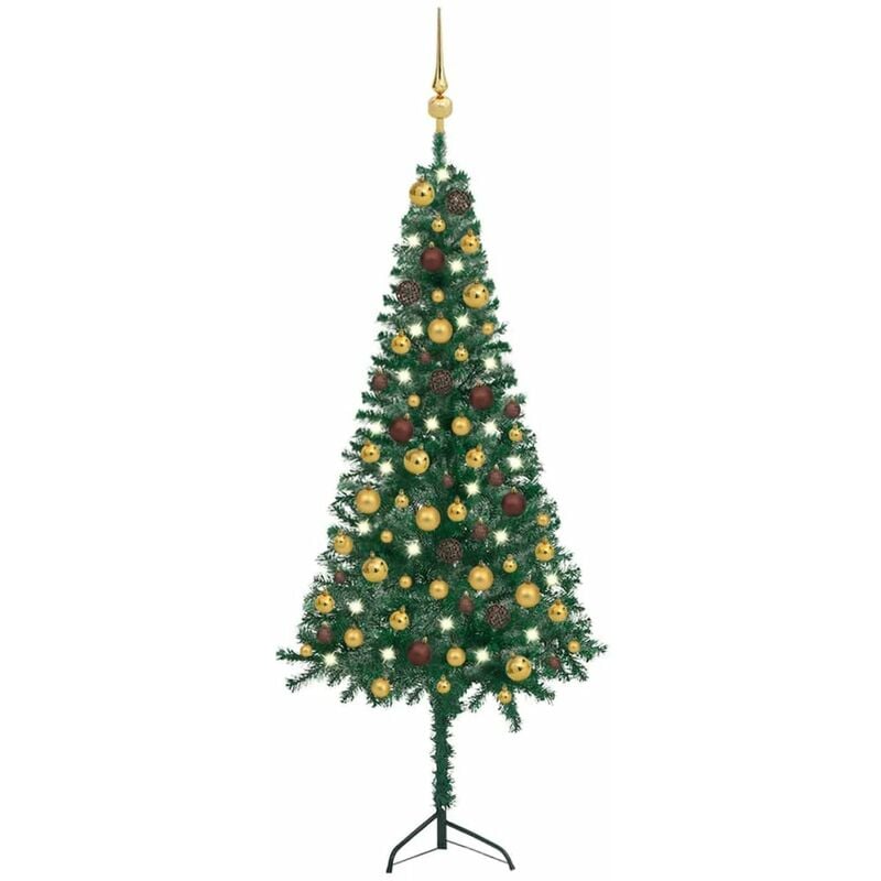 

arbol de Navidad artificial de esquina LED y bolas verde 120 cm