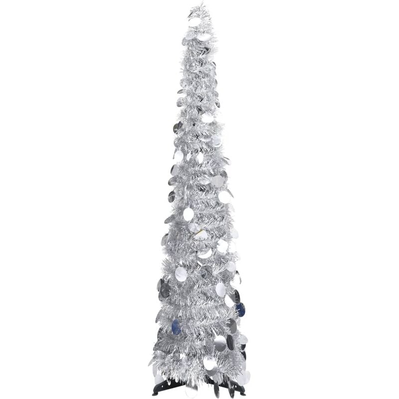 

Árbol de Navidad artificial desmontable plateado PET 120 cm