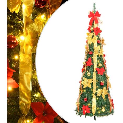 Árbol de Navidad artificial desplegable 100 LED verde 150 cm