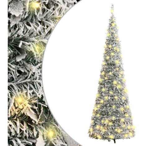 Árbol de Navidad artificial desplegable con nieve 150 LED 180cm vidaXL