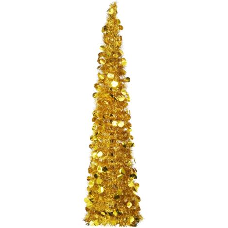 Árbol de Navidad artificial emergente PET dorado 150 cm vidaXL