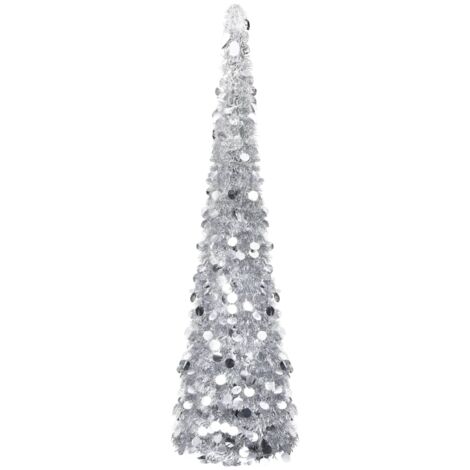 Árbol de Navidad artificial emergente PET plateado 150 cm vidaXL