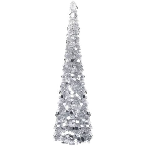 Árbol de Navidad artificial emergente PET plateado 180 cm vidaXL
