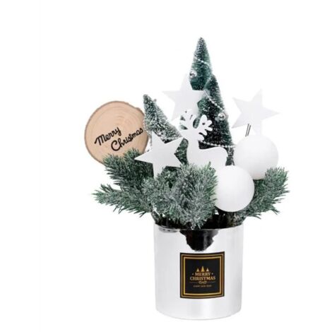 Árbol de Navidad artificial en maceta, árboles de Navidad en miniatura para la oficina, maceta falsa