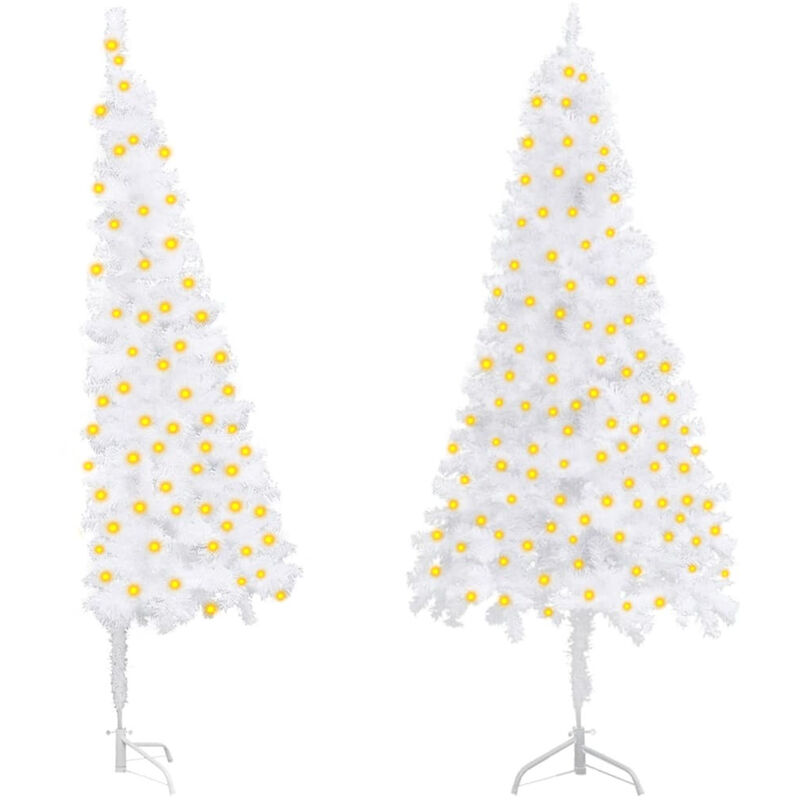 

Happyshopping - arbol de Navidad artificial esquina LED y bolas blanco 120 cm