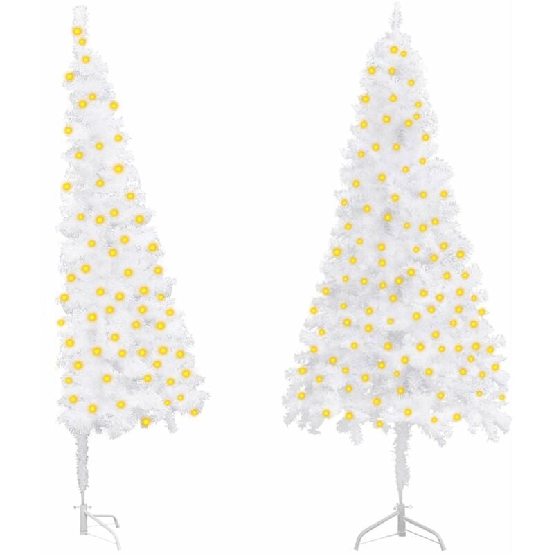

Happyshopping - arbol de Navidad artificial esquina LED y bolas blanco 150 cm